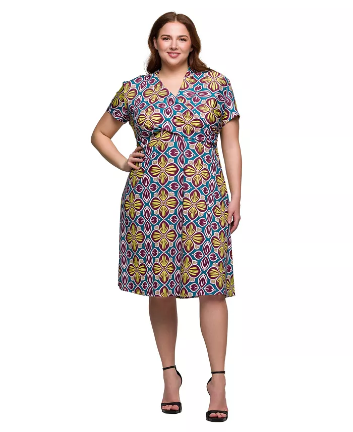 Платье плюс сайз с принтом, коротким рукавом, длиной до колен и V-образным вырезом на запах 24seven Comfort Apparel, желтый
Платье плюс сайз с принтом, коротким рукавом, длиной до колен и V-образным вырезом на запах 24seven Comfort Apparel, желтый