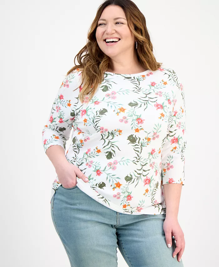 Женский трикотажный топ с принтом и рукавом 3/4, Plus Size Style & Co, мультиколор
Женский трикотажный топ с принтом и рукавом 3/4, Plus Size Style & Co, мультиколор