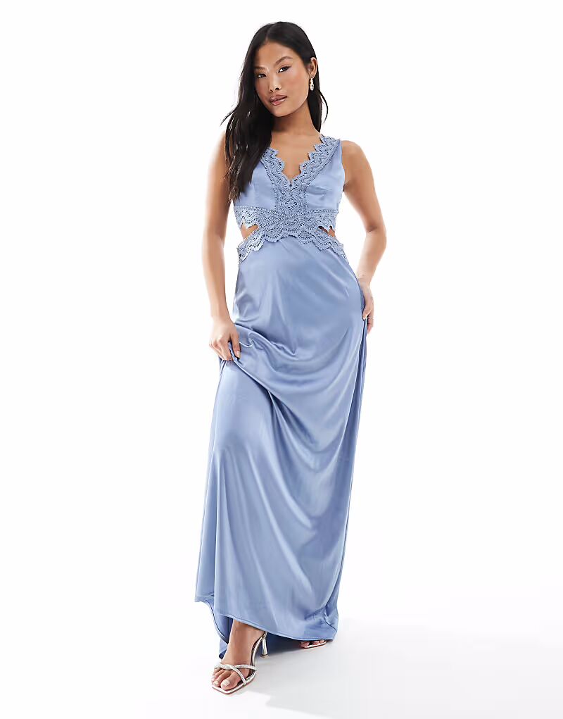 TFNC Petite Dusty Blue Атласное длинное платье для подружки невесты с фестончатой кружевной отделкой
TFNC Petite Dusty Blue Атласное длинное платье для подружки невесты с фестончатой кружевной отделкой