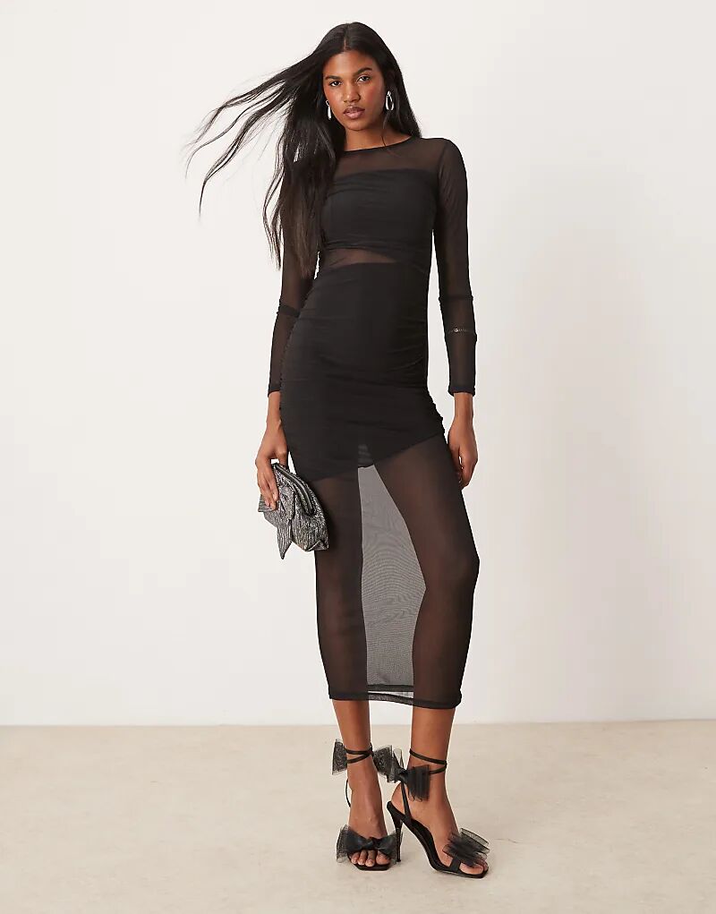 Сетчатое платье мидакси со сборками по бокам черного цвета New Look
Сетчатое платье мидакси со сборками по бокам черного цвета New Look