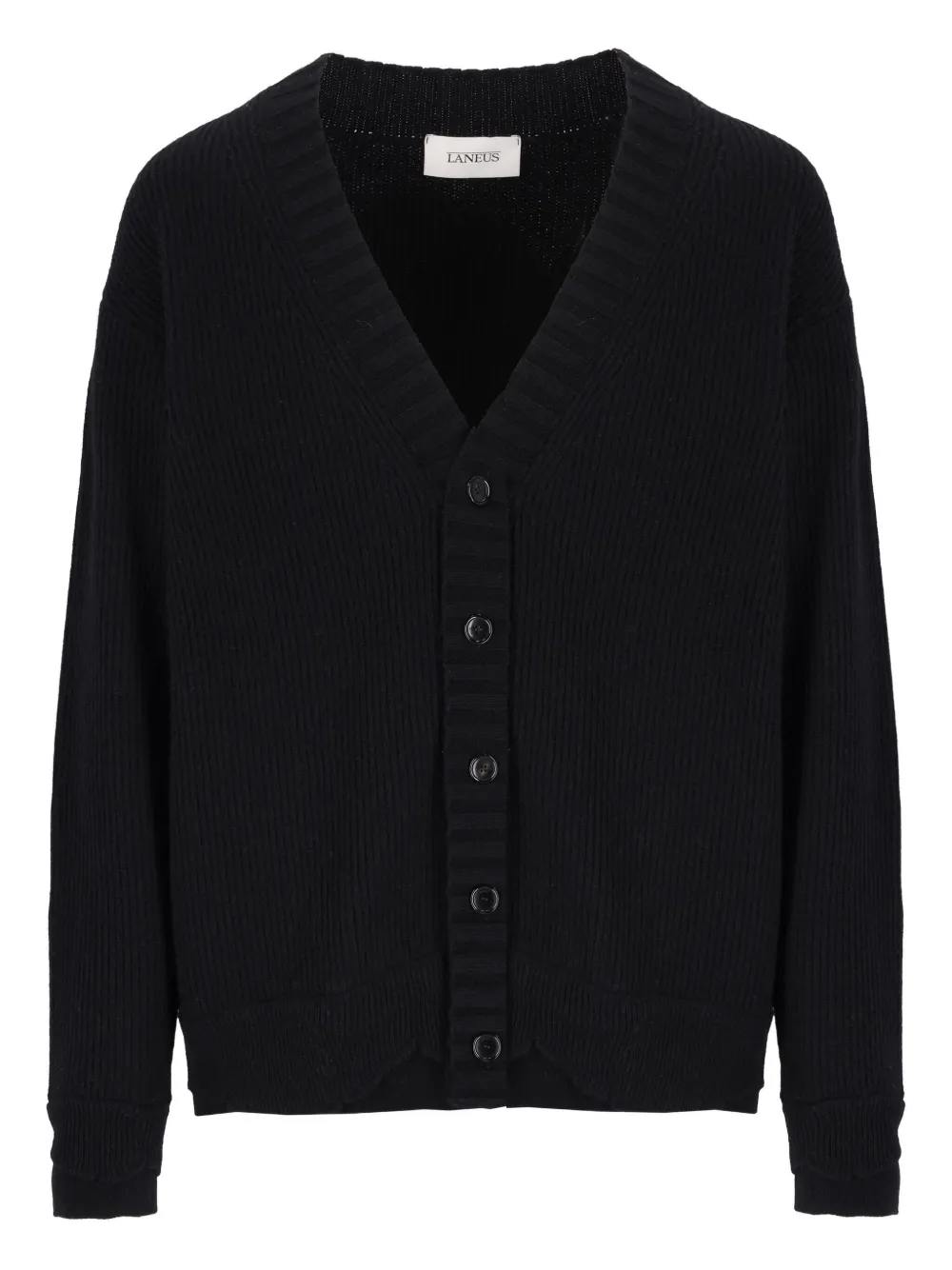 Кардиган в рубчик с V-образным вырезом Laneus, черный
Кардиган в рубчик с V-образным вырезом Laneus, черный