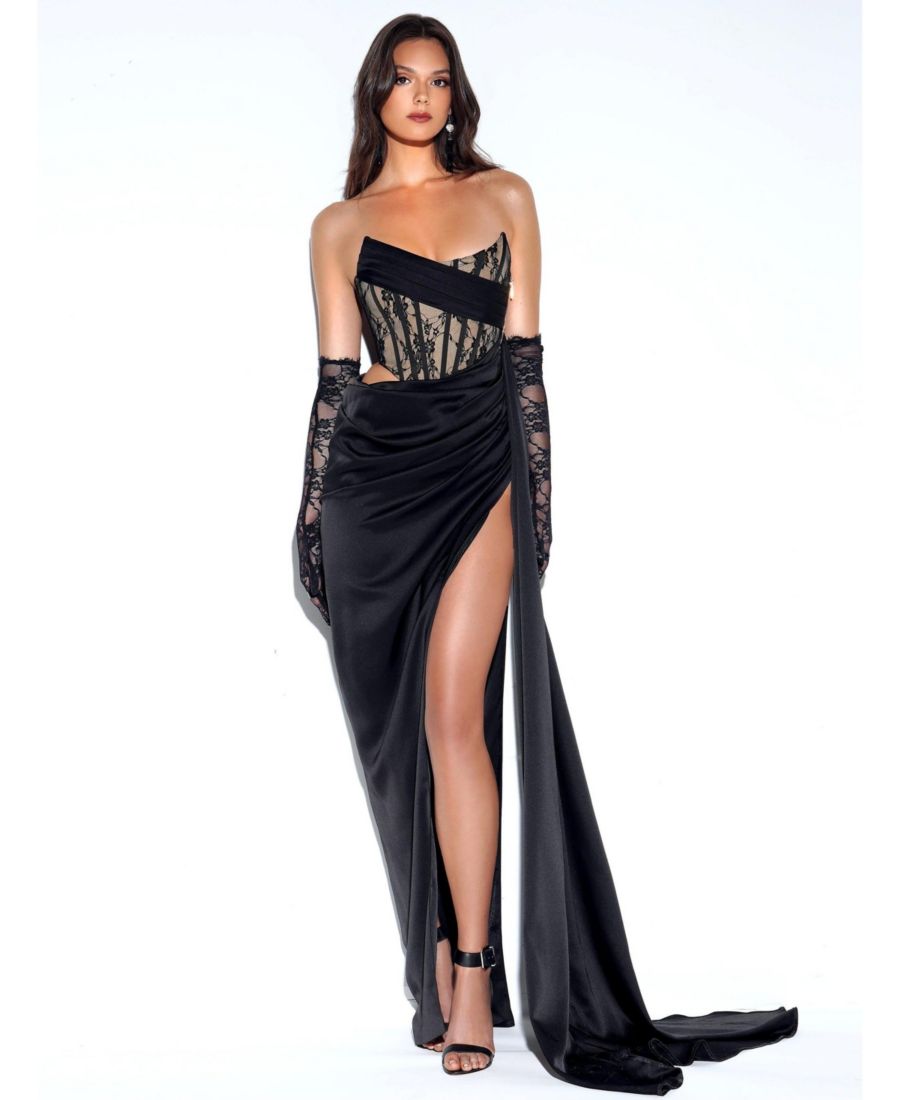 Женское платье Callie из черного кружева и атласа с корсетом и высоким разрезом Miss Circle, Black
Женское платье Callie из черного кружева и атласа с корсетом и высоким разрезом Miss Circle, Black