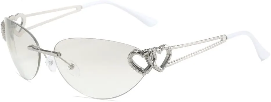 Винтажные панк-солнцезащитные очки без оправы с двойным сердцем для женщин и мужчин, модные очки «кошачий глаз», роскошные солнцезащитные очки HVTVTLA, Silver
Винтажные панк-солнцезащитные очки без оправы с двойным сердцем для женщин и мужчин, модные очки «кошачий глаз», роскошные солнцезащитные очки HVTVTLA, Silver