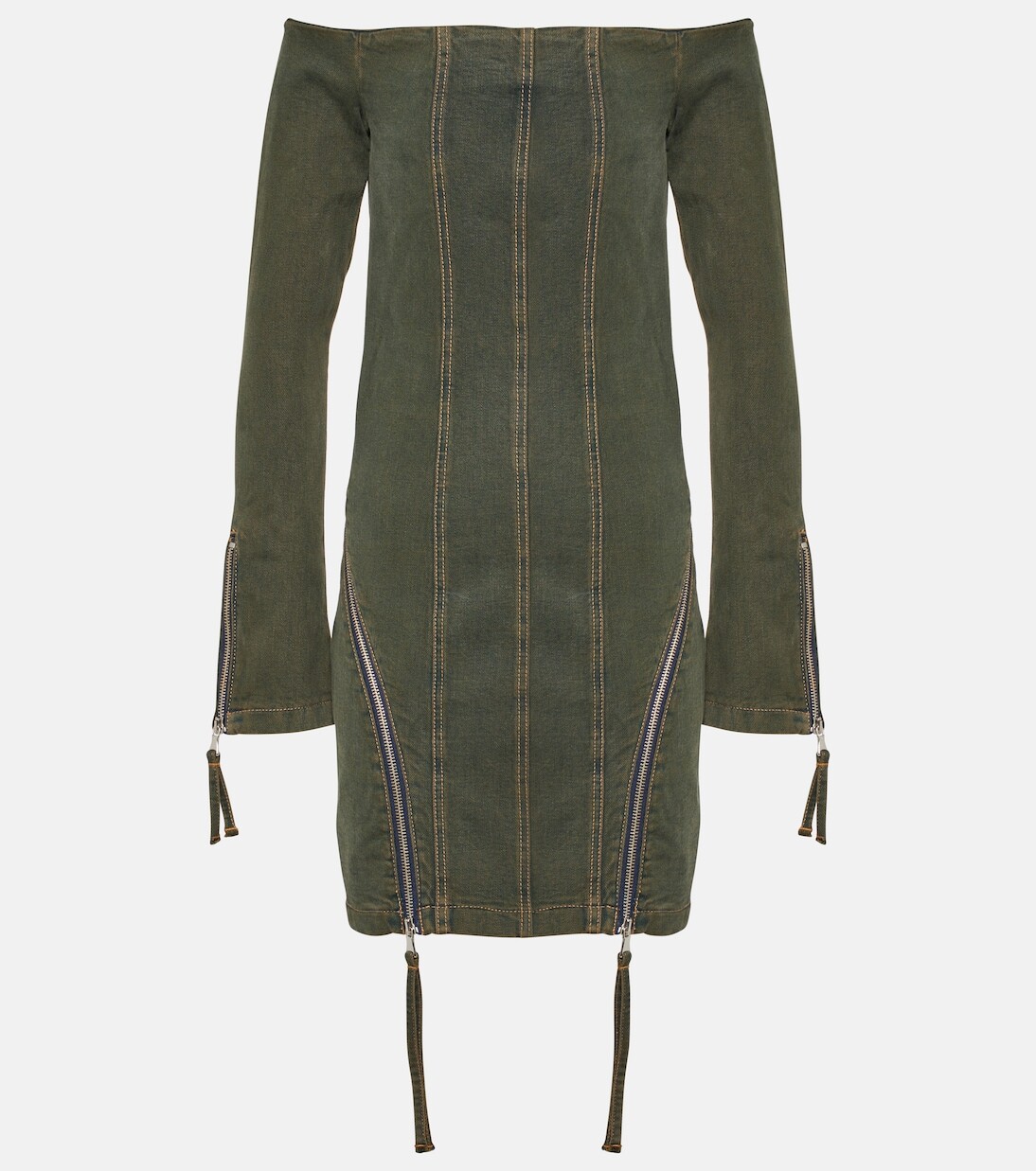 Джинсовое мини-платье с открытыми плечами Blumarine, зеленый
Джинсовое мини-платье с открытыми плечами Blumarine, зеленый