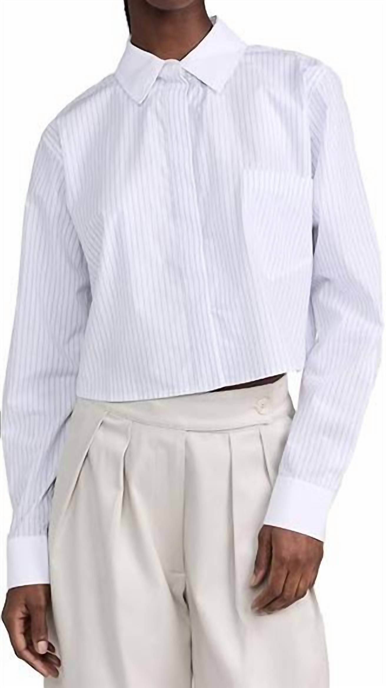 Рубашка в полоску Stripe Uniform бело-голубая GOOD AMERICAN
Рубашка в полоску Stripe Uniform бело-голубая GOOD AMERICAN