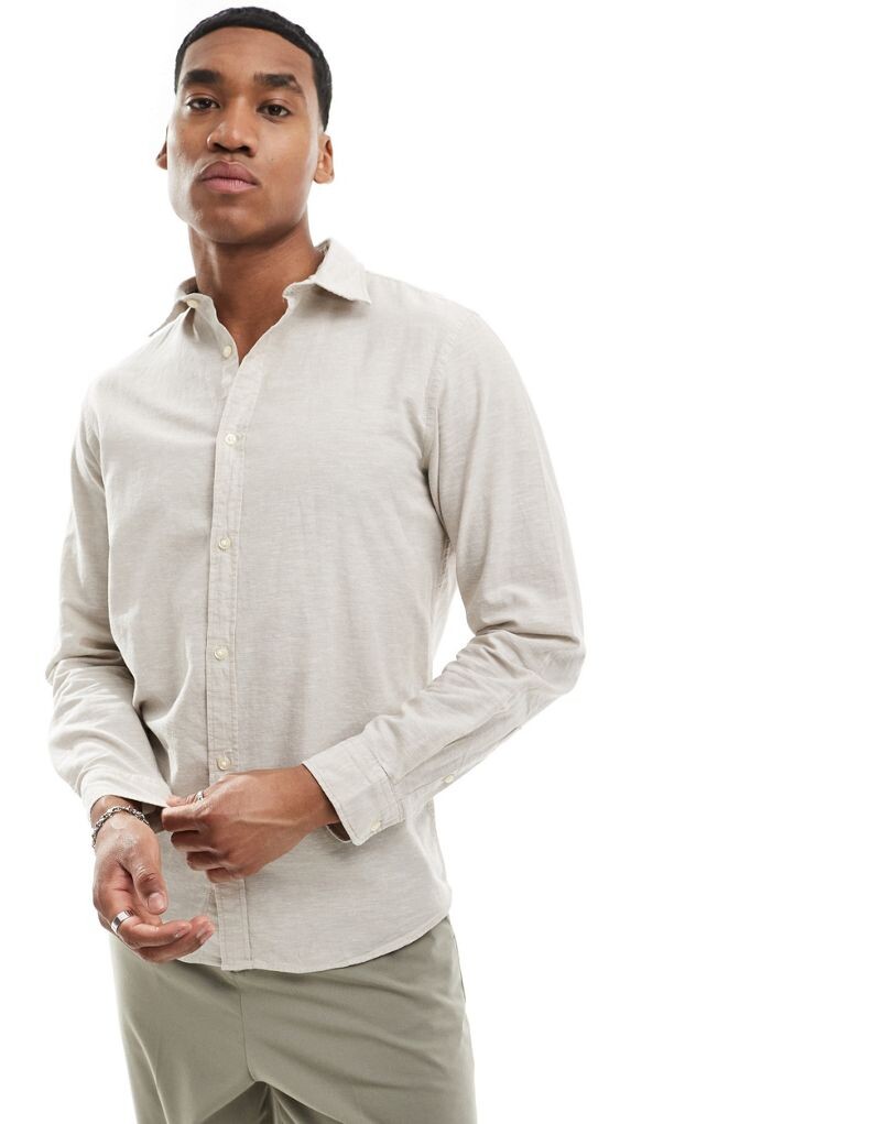 Jack & Jones - льняная рубашка с длинными рукавами бежевого цвета
Jack & Jones - льняная рубашка с длинными рукавами бежевого цвета