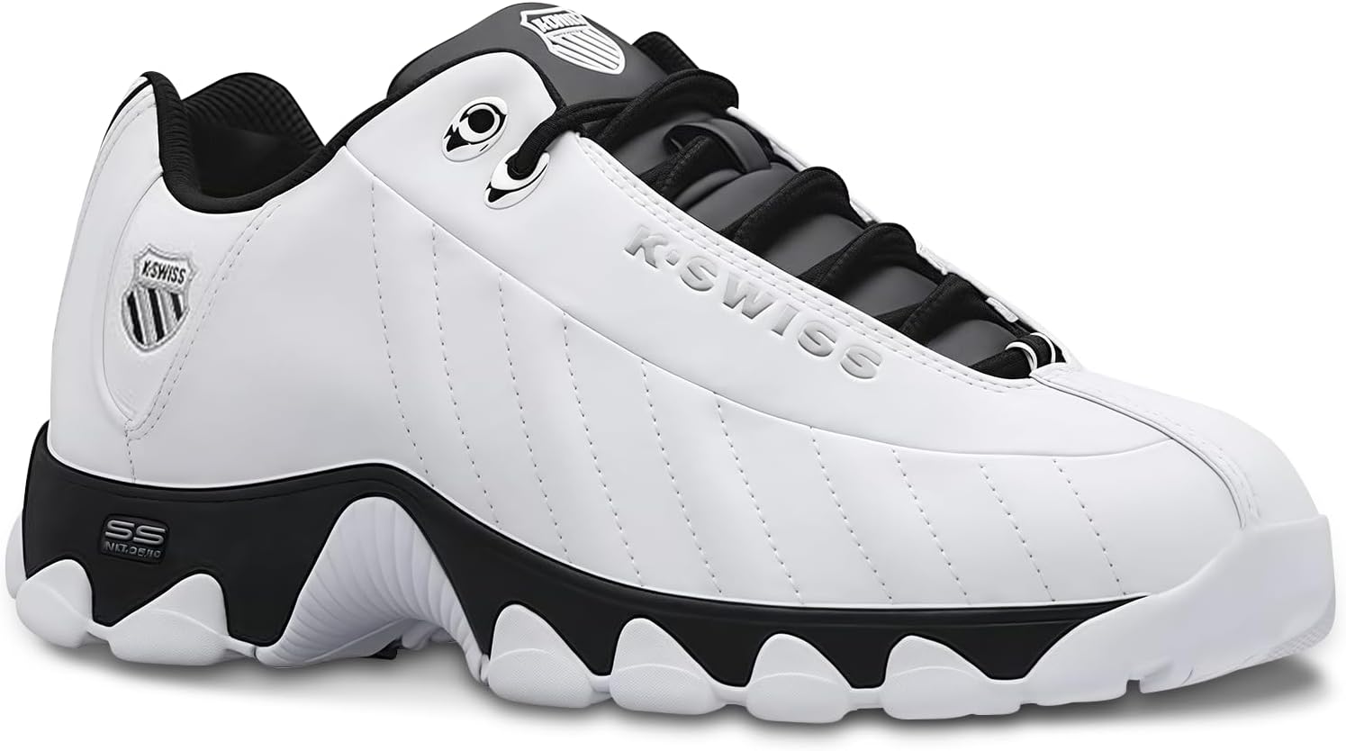 Мужские кроссовки K-Swiss ST329 CMF, широкие теннисные кроссовки для мужчин, прогулочная обувь с кожаным верхом, белый/черный
Мужские кроссовки K-Swiss ST329 CMF, широкие теннисные кроссовки для мужчин, прогулочная обувь с кожаным верхом, белый/черный