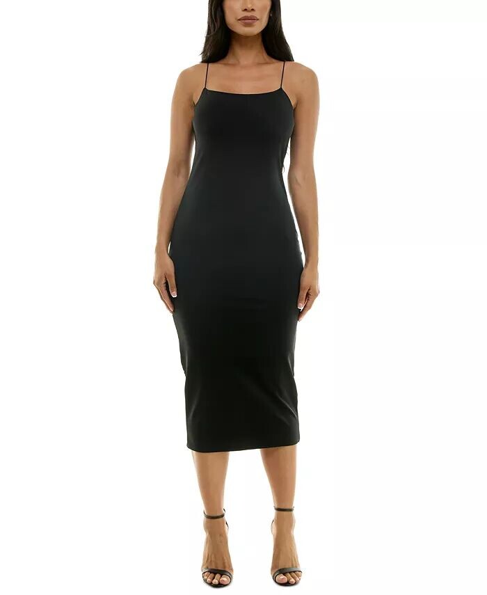 Платье миди без рукавов с прямым вырезом для юниоров Crystal Doll, черный 
Платье миди без рукавов с прямым вырезом для юниоров Crystal Doll, черный