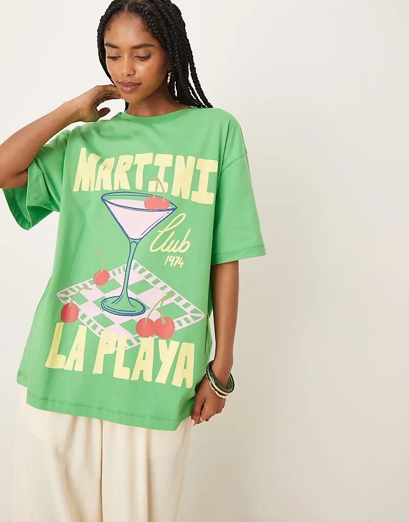 Футболка свободного кроя ASOS DESIGN зеленого цвета с принтом клуба Martini
Футболка свободного кроя ASOS DESIGN зеленого цвета с принтом клуба Martini
