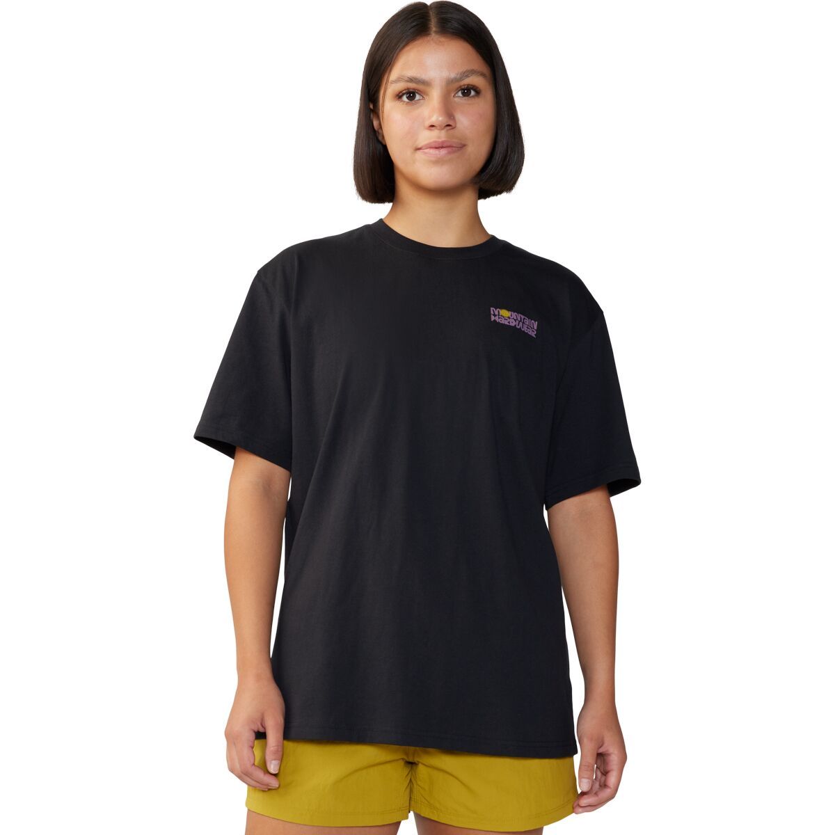 Тай-дай боксовый топ с коротким рукавом Mountain Hardwear, черный 
Тай-дай боксовый топ с коротким рукавом Mountain Hardwear, черный