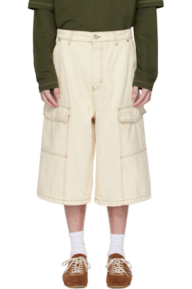 Бежевые хлопковые шорты-бермуды широкого кроя AMI Paris
Бежевые хлопковые шорты-бермуды широкого кроя AMI Paris