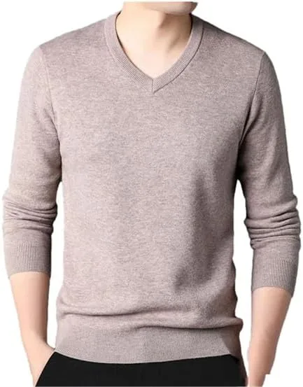 Мужской вязаный свитер с V-образным вырезом
Мужской вязаный свитер с V-образным вырезом