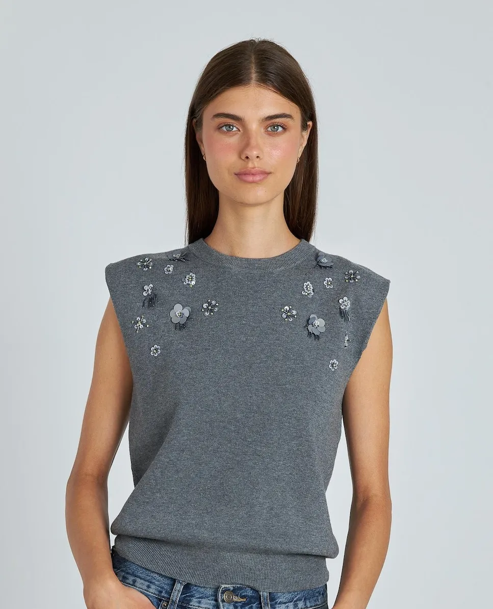 Женская майка без рукавов с цветочными бусинами Alma en Pena, серый
Женская майка без рукавов с цветочными бусинами Alma en Pena, серый