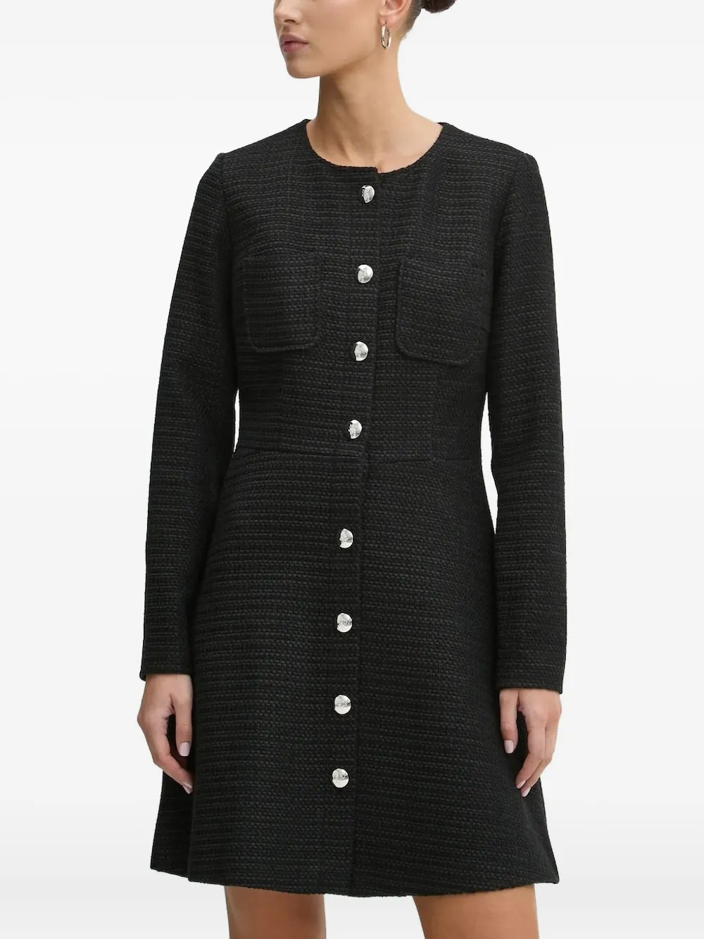 Платье из твида с пуговицами спереди HUGO, черный
Платье из твида с пуговицами спереди HUGO, черный