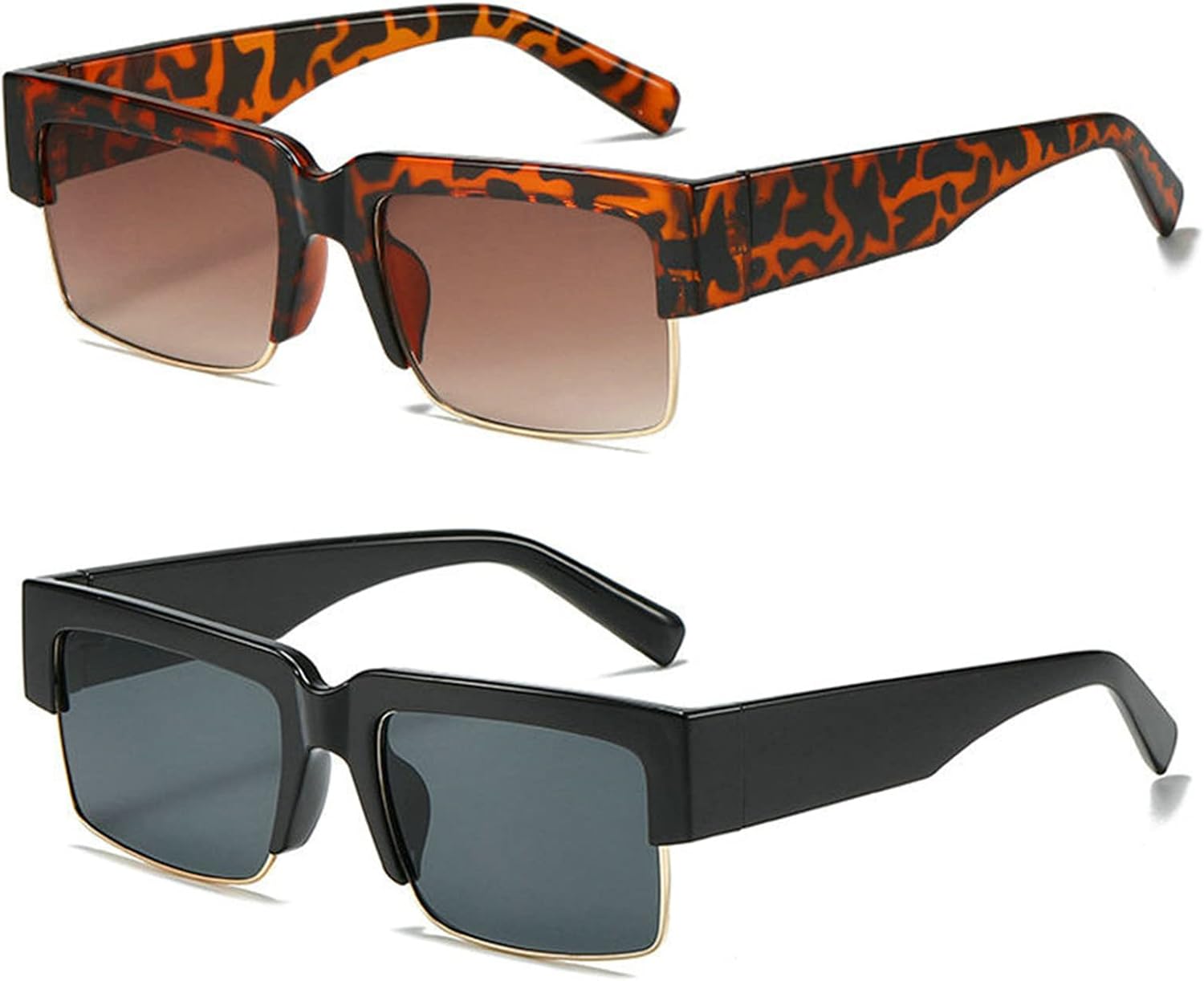 Willochra Модные солнцезащитные очки с широкими дужками для женщин, винтажные плоские прямоугольные солнцезащитные очки в стиле Y2k для мужчин, черные градиентные очки в стиле хип-хоп, 2pcs-black&flower Brown
Willochra Модные солнцезащитные очки с широкими дужками для женщин, винтажные плоские прямоугольные солнцезащитные очки в стиле Y2k для мужчин, черные градиентные очки в стиле хип-хоп, 2pcs-black&flower Brown