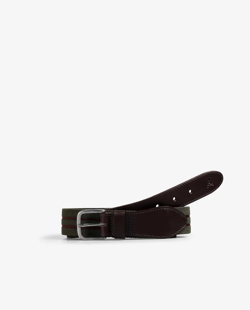 Мужской эластичный ремень с контрастными кожаными вставками Scalpers, хаки
Мужской эластичный ремень с контрастными кожаными вставками Scalpers, хаки