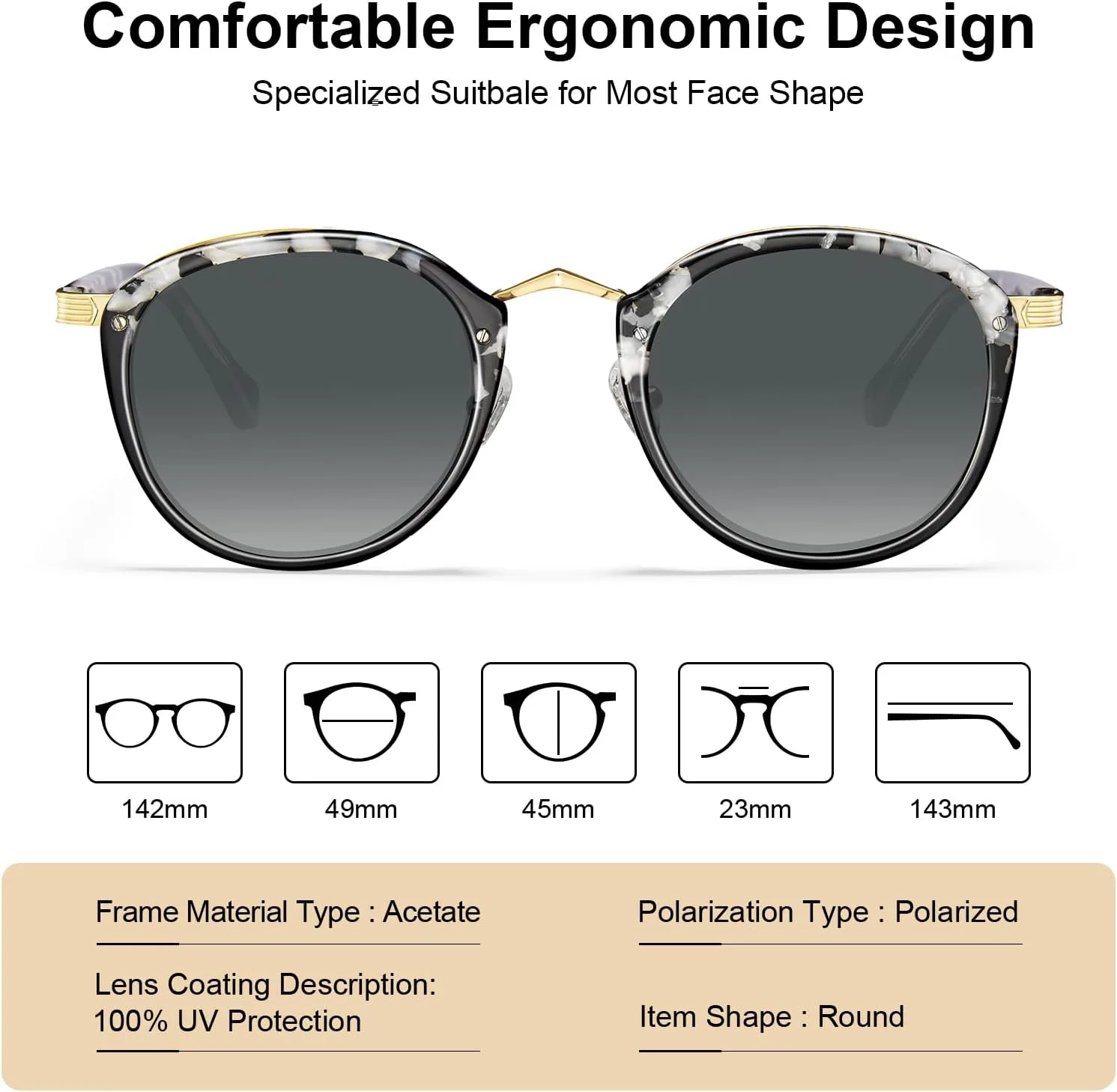 Солнцезащитные очки CARFIA с металлической перемычкой из ацетата для женщин, поляризованные, с защитой от УФ-излучения, в стиле ретро, круглые солнцезащитные очки
Солнцезащитные очки CARFIA с металлической перемычкой из ацетата для женщин, поляризованные, с защитой от УФ-излучения, в стиле ретро, круглые солнцезащитные очки