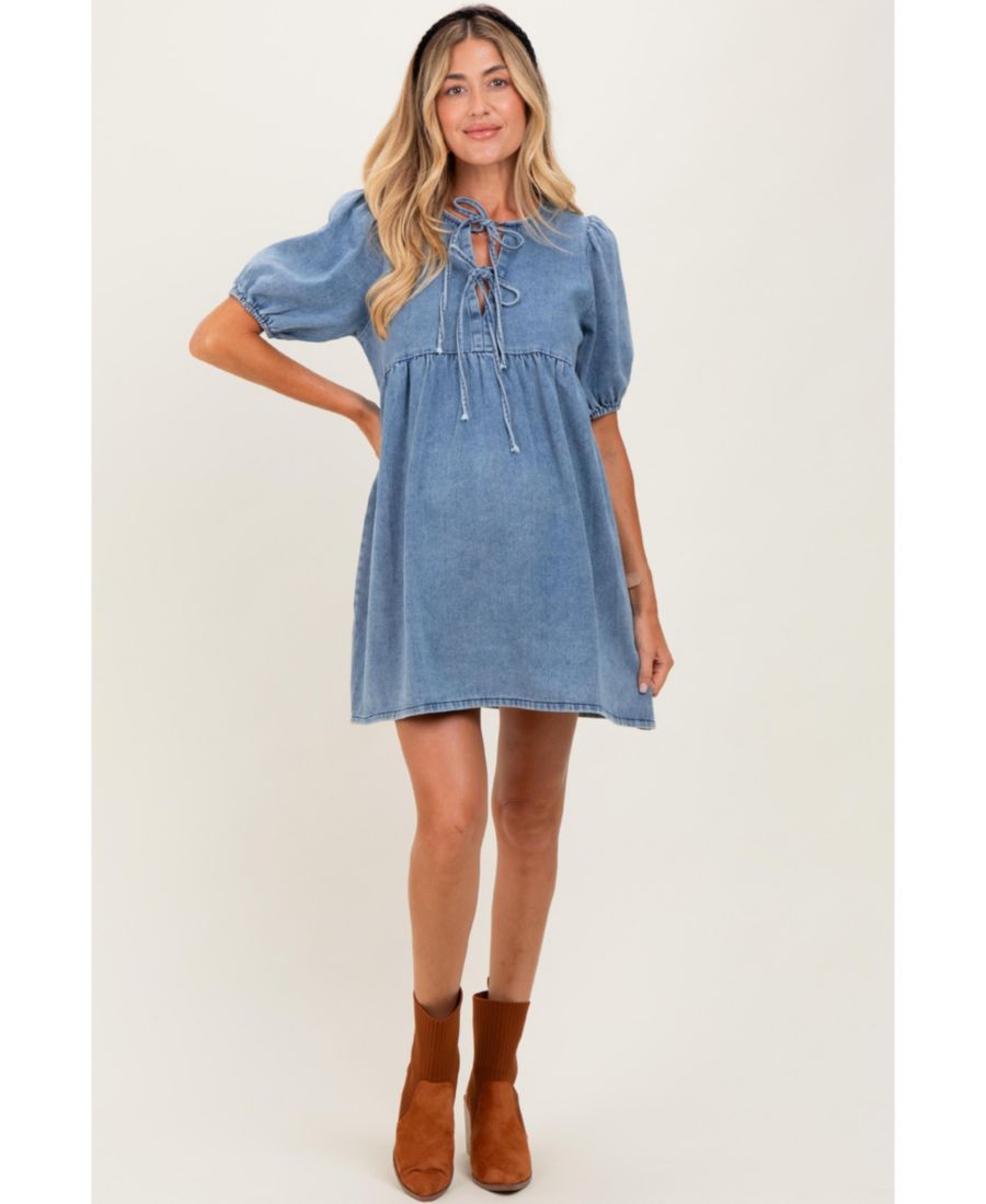 Платье для беременных из голубой шамбре с двойной завязкой спереди Pinkblush, Blue
Платье для беременных из голубой шамбре с двойной завязкой спереди Pinkblush, Blue