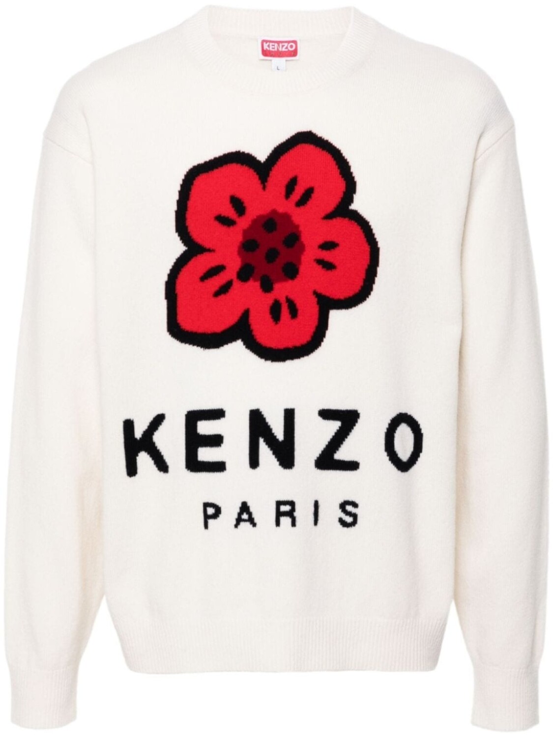 Kenzo свитер с цветком Боке, белый 
Kenzo свитер с цветком Боке, белый
