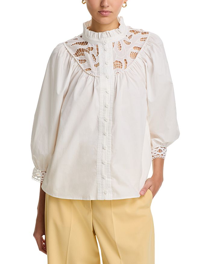 Блузка Rylan с кружевом Elie Tahari, белый
Блузка Rylan с кружевом Elie Tahari, белый