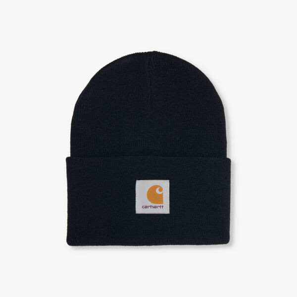 Акриловая вязаная шапка-бини с нашивкой-логотипом часов Carhartt Wip, черный 
Акриловая вязаная шапка-бини с нашивкой-логотипом часов Carhartt Wip, черный