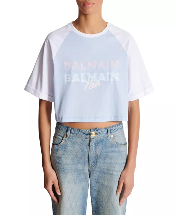 Укороченная футболка с принтом Balmain Paris. Balmain, синий
Укороченная футболка с принтом Balmain Paris. Balmain, синий