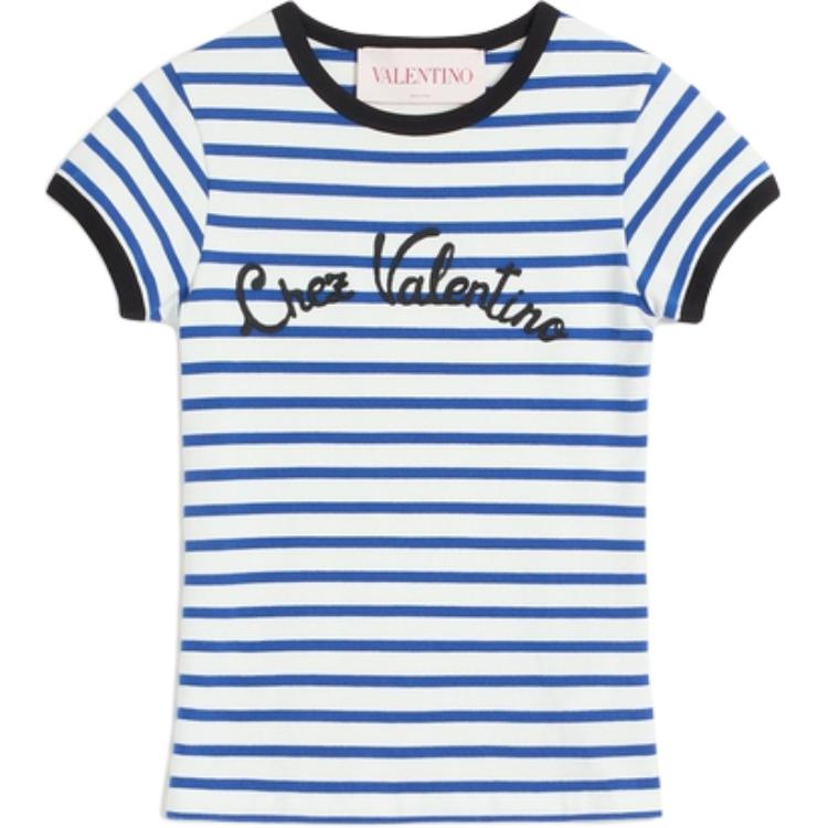 Полосатая футболка с круглым вырезом Valentino, синий
Полосатая футболка с круглым вырезом Valentino, синий