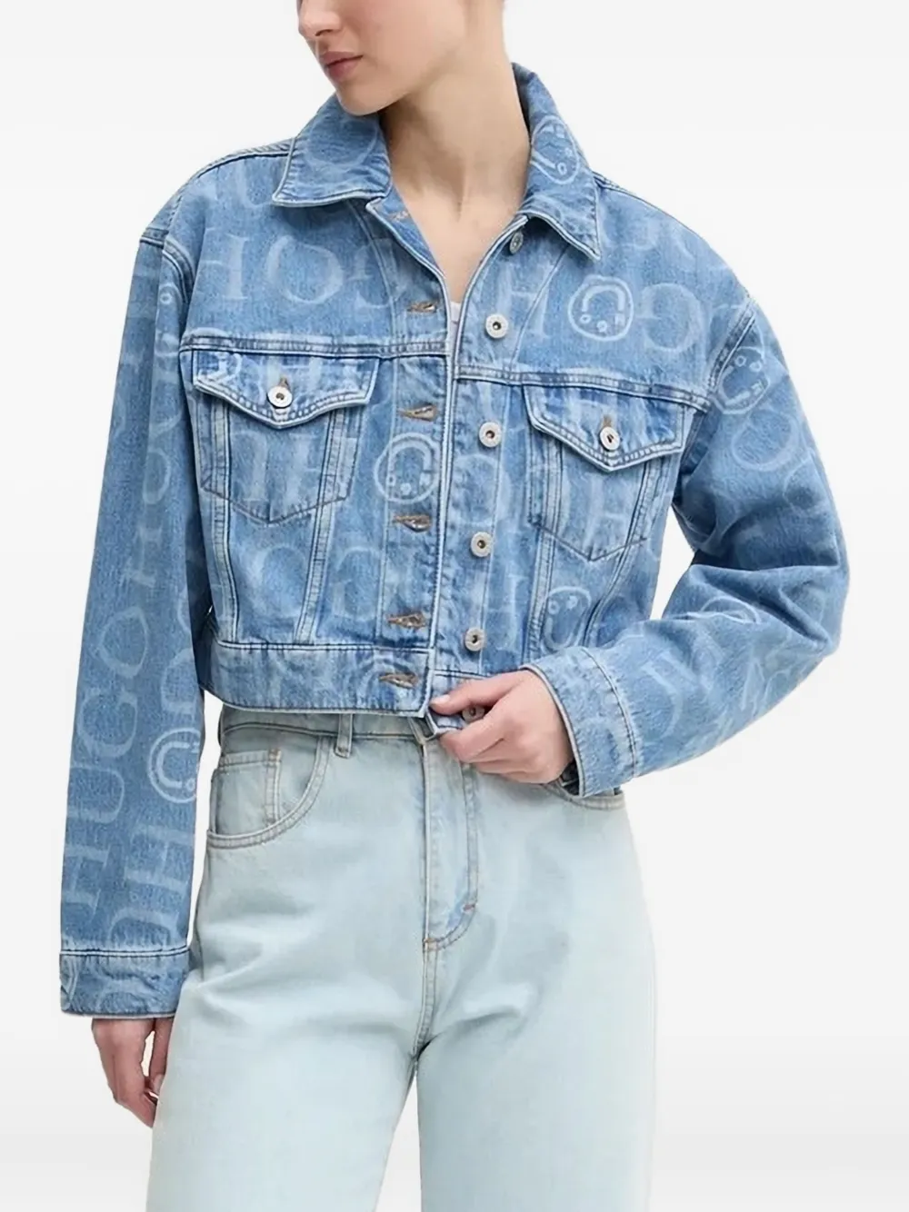 Укороченная джинсовая куртка HUGO, синий 
Укороченная джинсовая куртка HUGO, синий