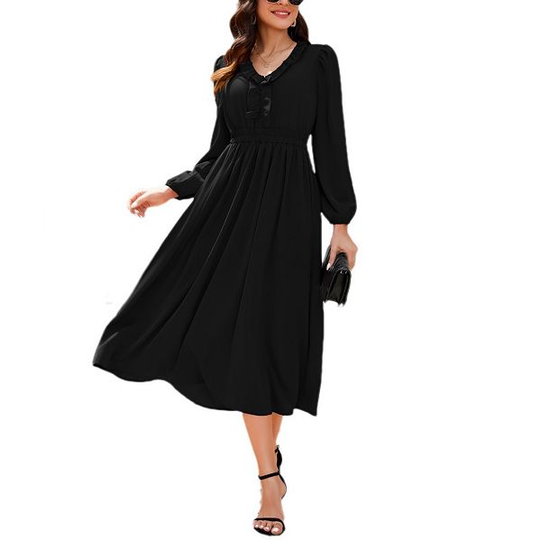 Женское платье миди с длинным рукавом и v-образным вырезом Yesfashion, Black
Женское платье миди с длинным рукавом и v-образным вырезом Yesfashion, Black
