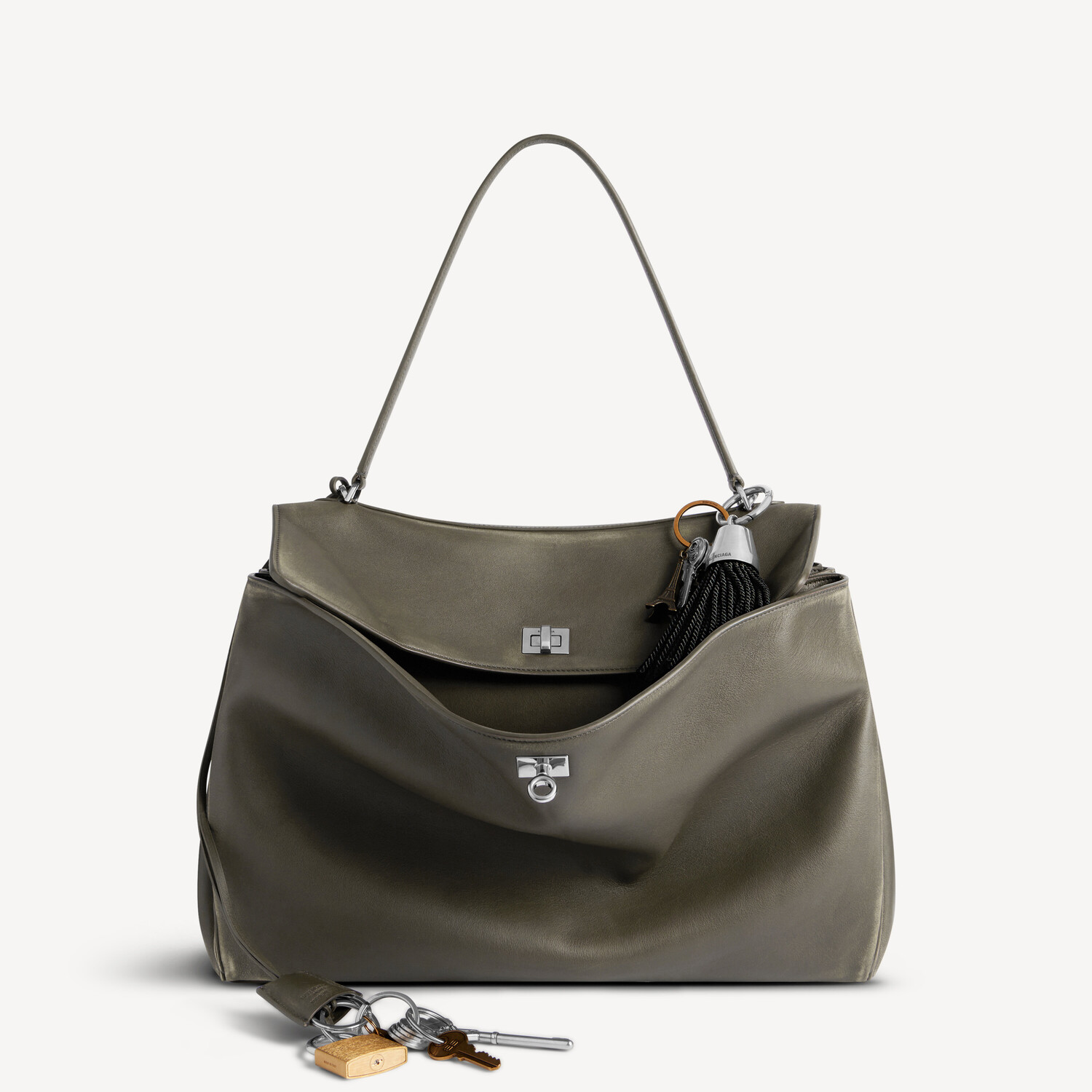 BALENCIAGA Женская большая сумка Rodeo с подвесками, цвет хаки
BALENCIAGA Женская большая сумка Rodeo с подвесками, цвет хаки