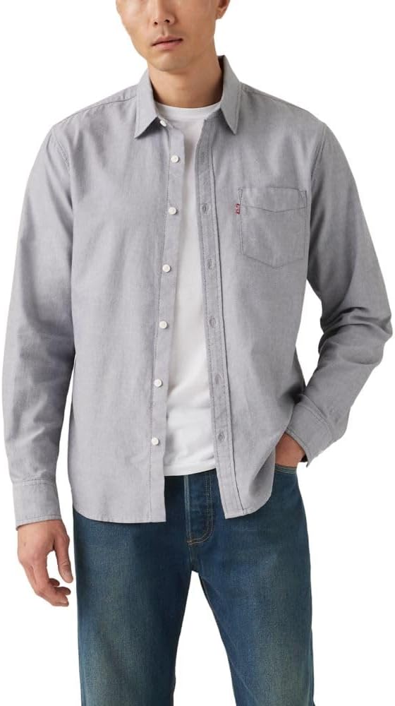 Мужская классическая рубашка Levi's с одним карманом и длинным рукавом на пуговицах, (New) Jet Black Oxford
Мужская классическая рубашка Levi's с одним карманом и длинным рукавом на пуговицах, (New) Jet Black Oxford