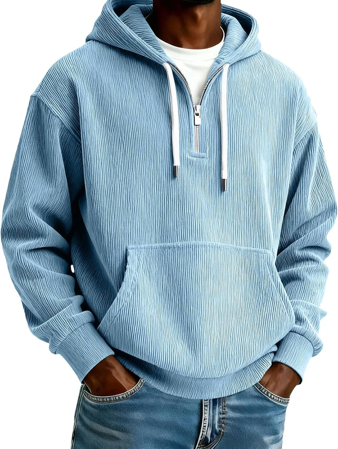 Толстовка Quarter Zip Corduroy с капюшоном для мужчин, легкая, с карманами
Толстовка Quarter Zip Corduroy с капюшоном для мужчин, легкая, с карманами