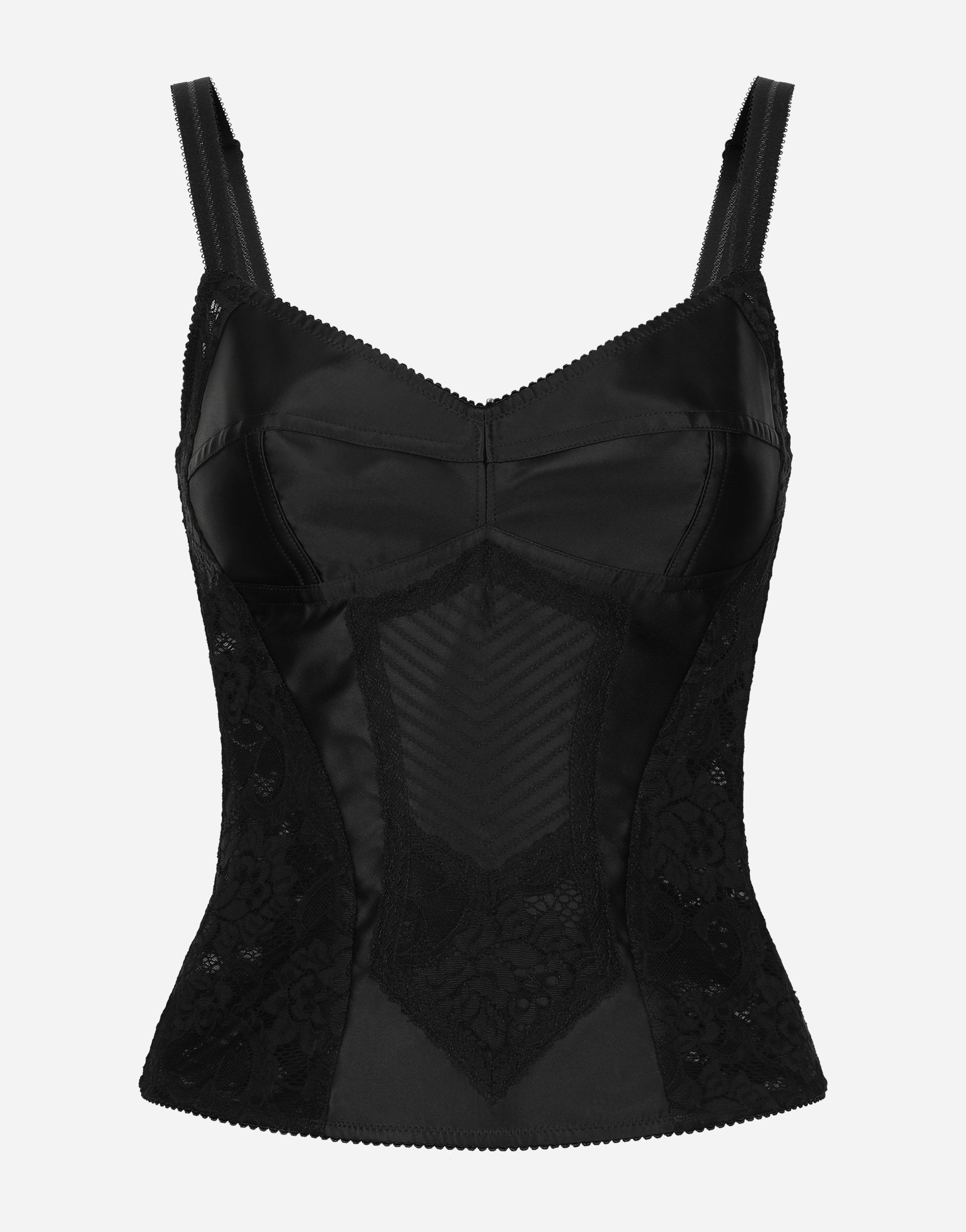 Корсетный топ из кружева и атласа Dolce & Gabbana, черный
Корсетный топ из кружева и атласа Dolce & Gabbana, черный