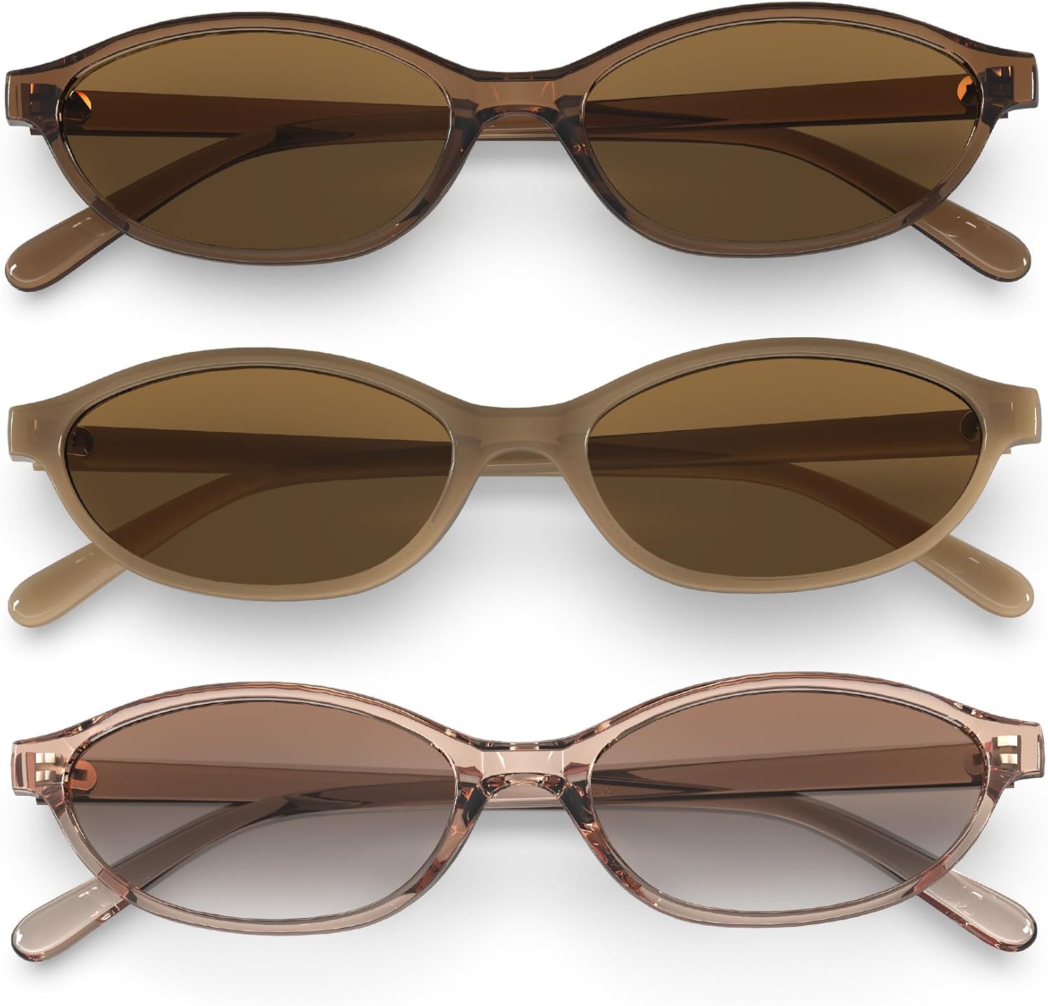 Ретро-солнцезащитные очки овальной формы для женщин, очки «кошачий глаз»: стильные солнцезащитные очки в стиле 90-х, легкие и модные QALLY, (3 Pack)brown/Brown+champagne/Gradient Brown+olive/Brown
Ретро-солнцезащитные очки овальной формы для женщин, очки «кошачий глаз»: стильные солнцезащитные очки в стиле 90-х, легкие и модные QALLY, (3 Pack)brown/Brown+champagne/Gradient Brown+olive/Brown