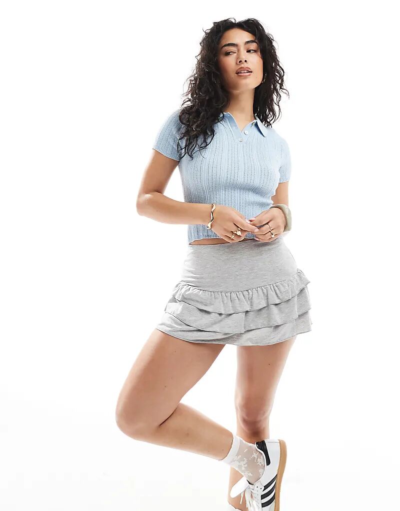 Джерси, мини-юбка Miss Selfridge с оборками, серый меланж
Джерси, мини-юбка Miss Selfridge с оборками, серый меланж