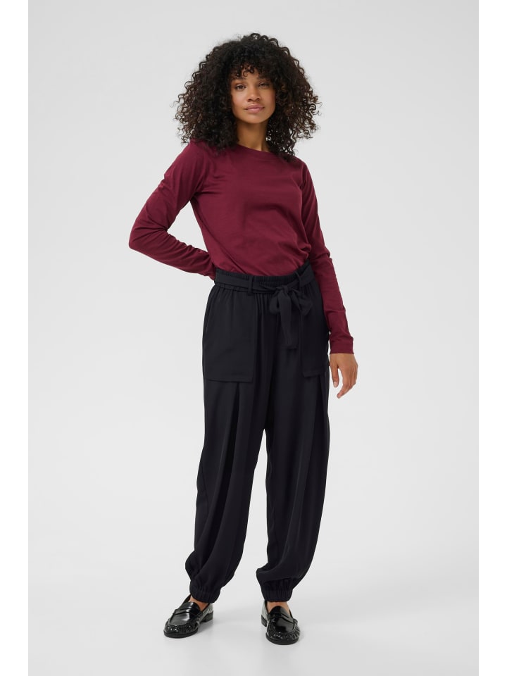 Kaffe Повседневные брюки KAsigna свободного кроя, черный, глубокий крой
Kaffe Повседневные брюки KAsigna свободного кроя, черный, глубокий крой