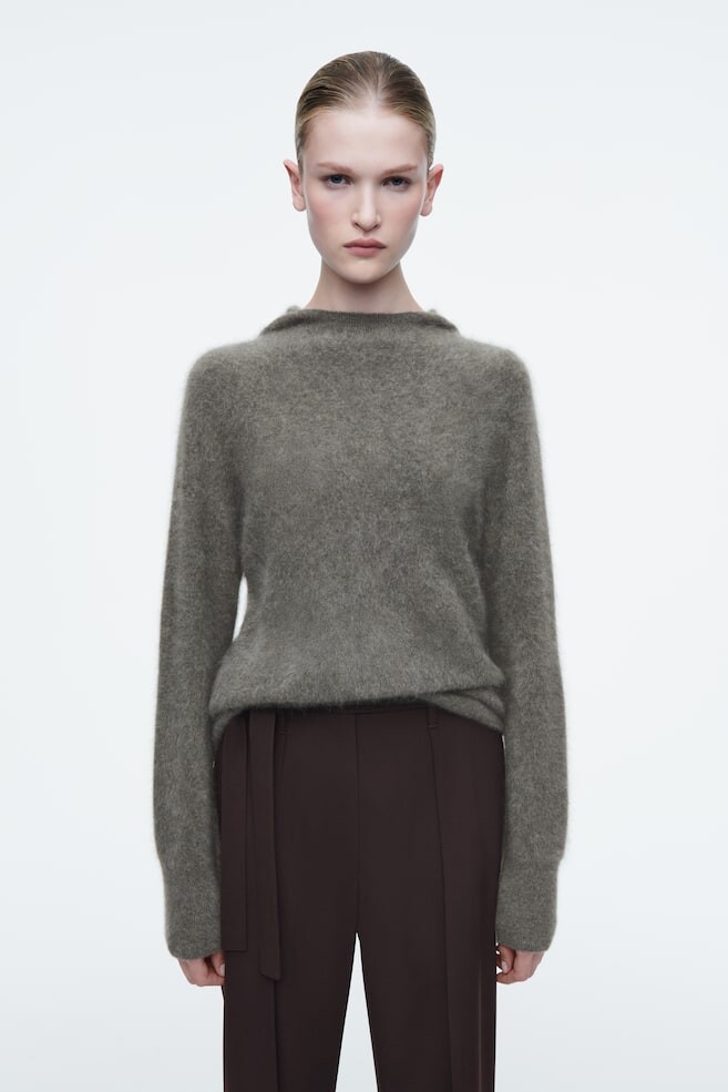 Толстовка с капюшоном из чистого чесаного кашемира Cos, серый 
Толстовка с капюшоном из чистого чесаного кашемира Cos, серый