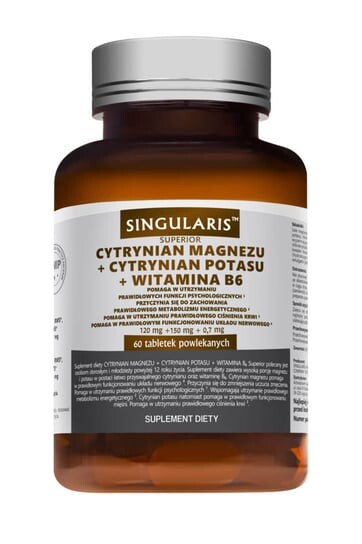 Singularis, Superior Цитрат магния + цитрат калия + витамин B6, Добавка , 60 капсул
Singularis, Superior Цитрат магния + цитрат калия + витамин B6, Добавка , 60 капсул