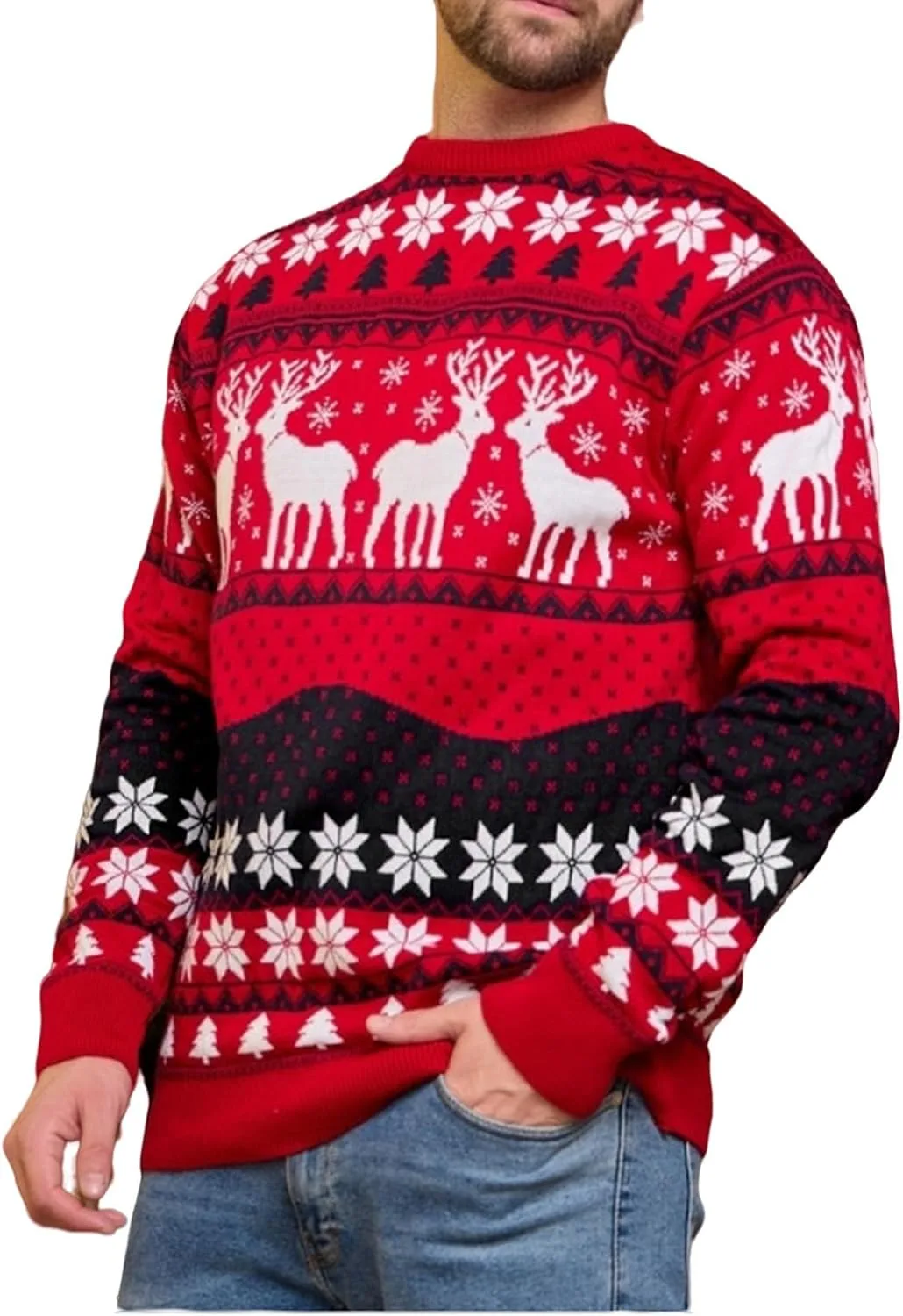 Мужской и женский свитер с длинным рукавом и круглым вырезом, вязаный, с новогодним принтом evzosrz
Мужской и женский свитер с длинным рукавом и круглым вырезом, вязаный, с новогодним принтом evzosrz