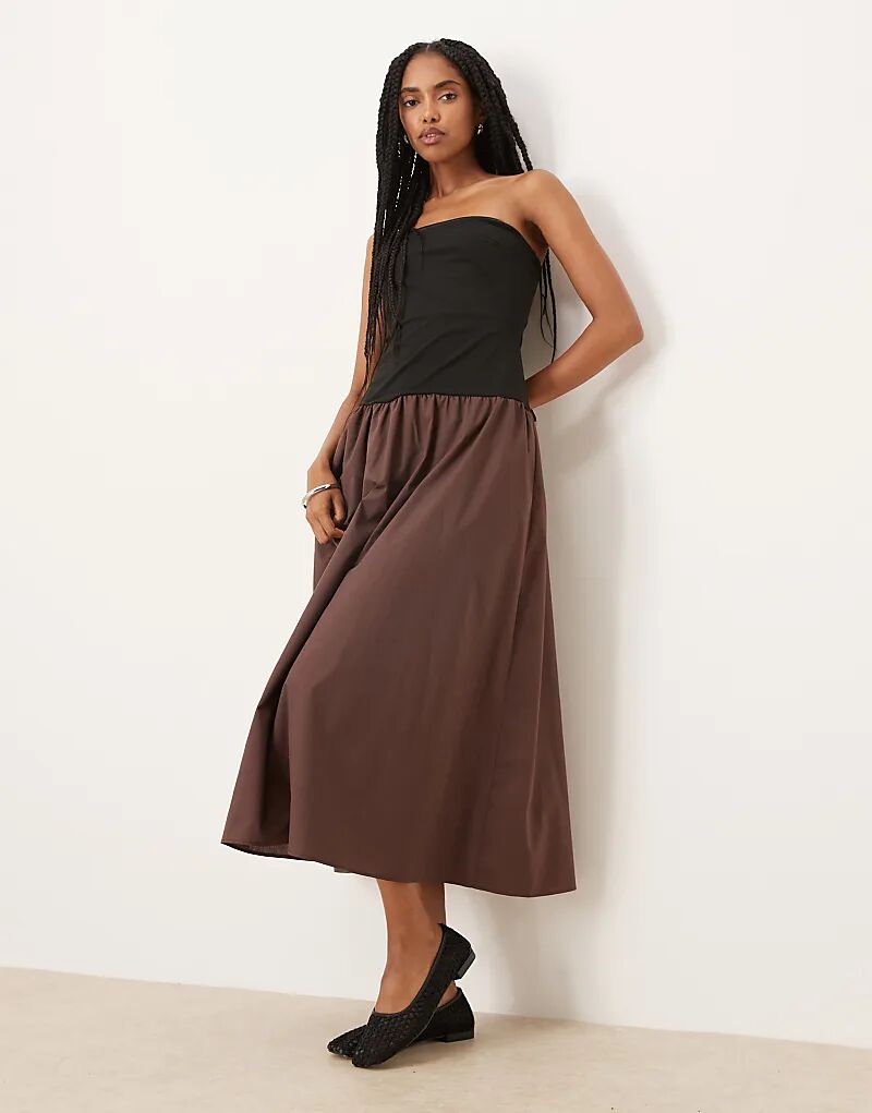 Платье-бандо миди-гибрид ASOS DESIGN коричневого цвета 
Платье-бандо миди-гибрид ASOS DESIGN коричневого цвета