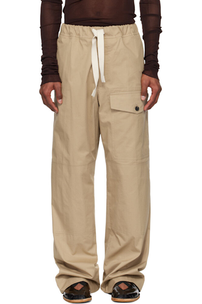 Бежевые брюки-карго с завязками на шнурке Dries Van Noten
Бежевые брюки-карго с завязками на шнурке Dries Van Noten