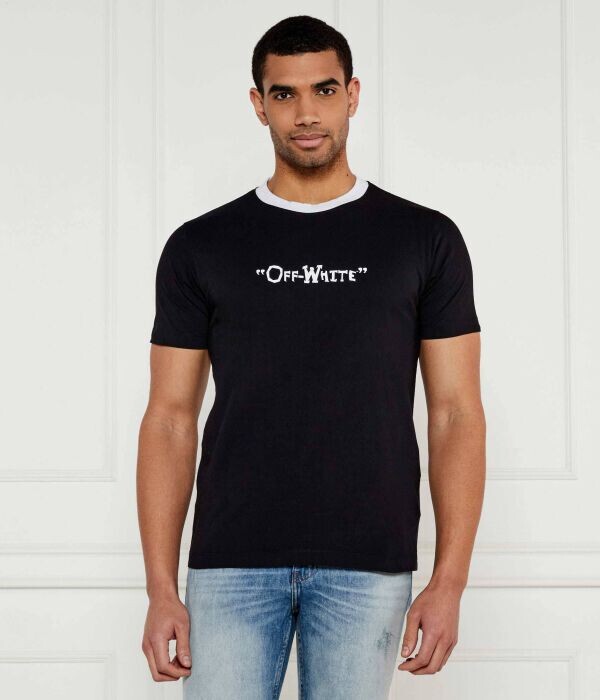 Футболка мужская Off White с контрастным воротником, черный
Футболка мужская Off White с контрастным воротником, черный