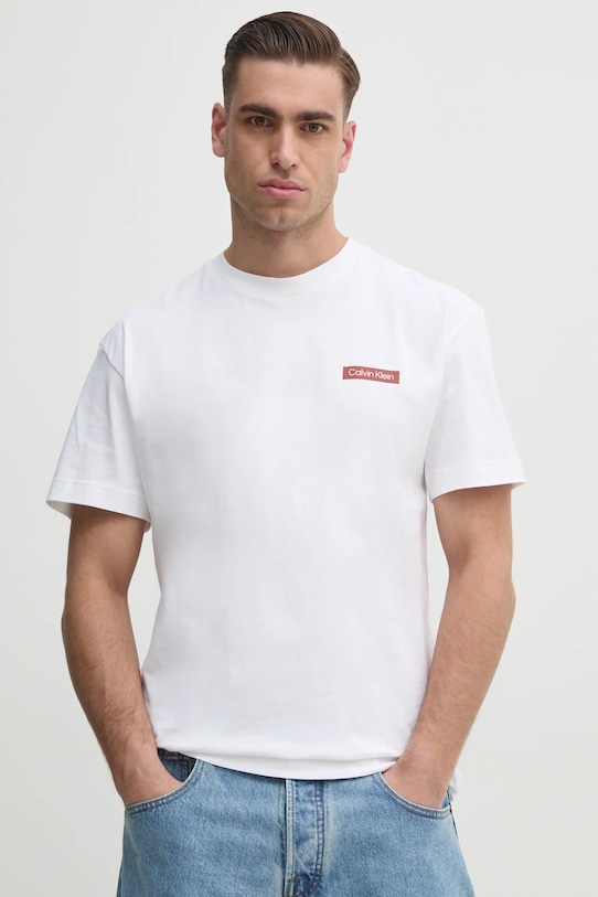 Хлопковая футболка Calvin Klein, белый 
Хлопковая футболка Calvin Klein, белый