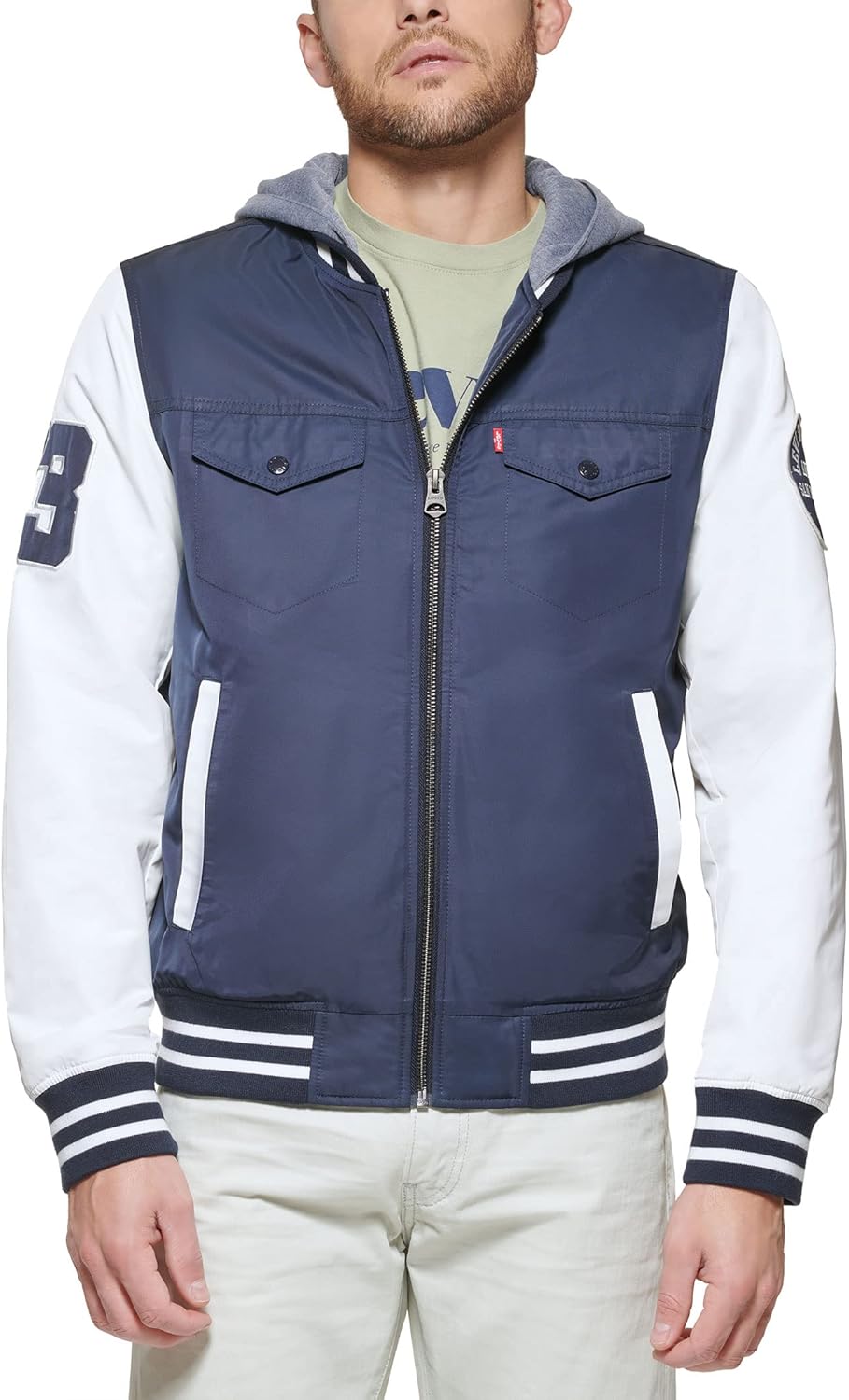 Мужская университетская куртка-бомбер Levi's Colorblock, Navy/Fleece Hood
Мужская университетская куртка-бомбер Levi's Colorblock, Navy/Fleece Hood