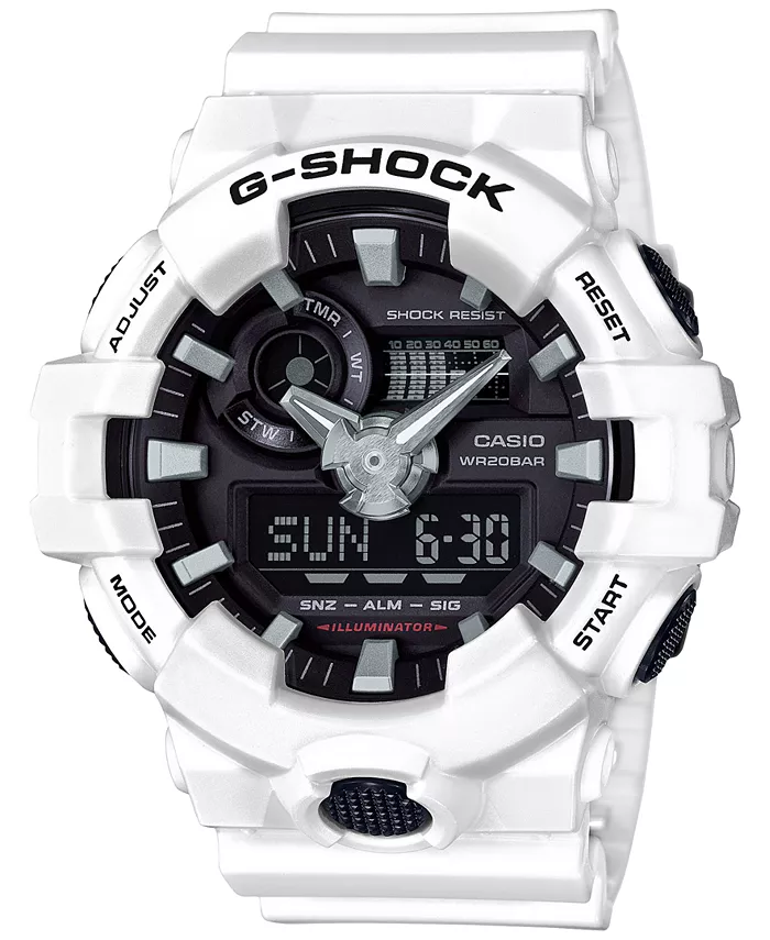 Мужские аналого-цифровые часы с белым ремешком из смолы 54 мм GA700-7A G-Shock, мультиколор
Мужские аналого-цифровые часы с белым ремешком из смолы 54 мм GA700-7A G-Shock, мультиколор