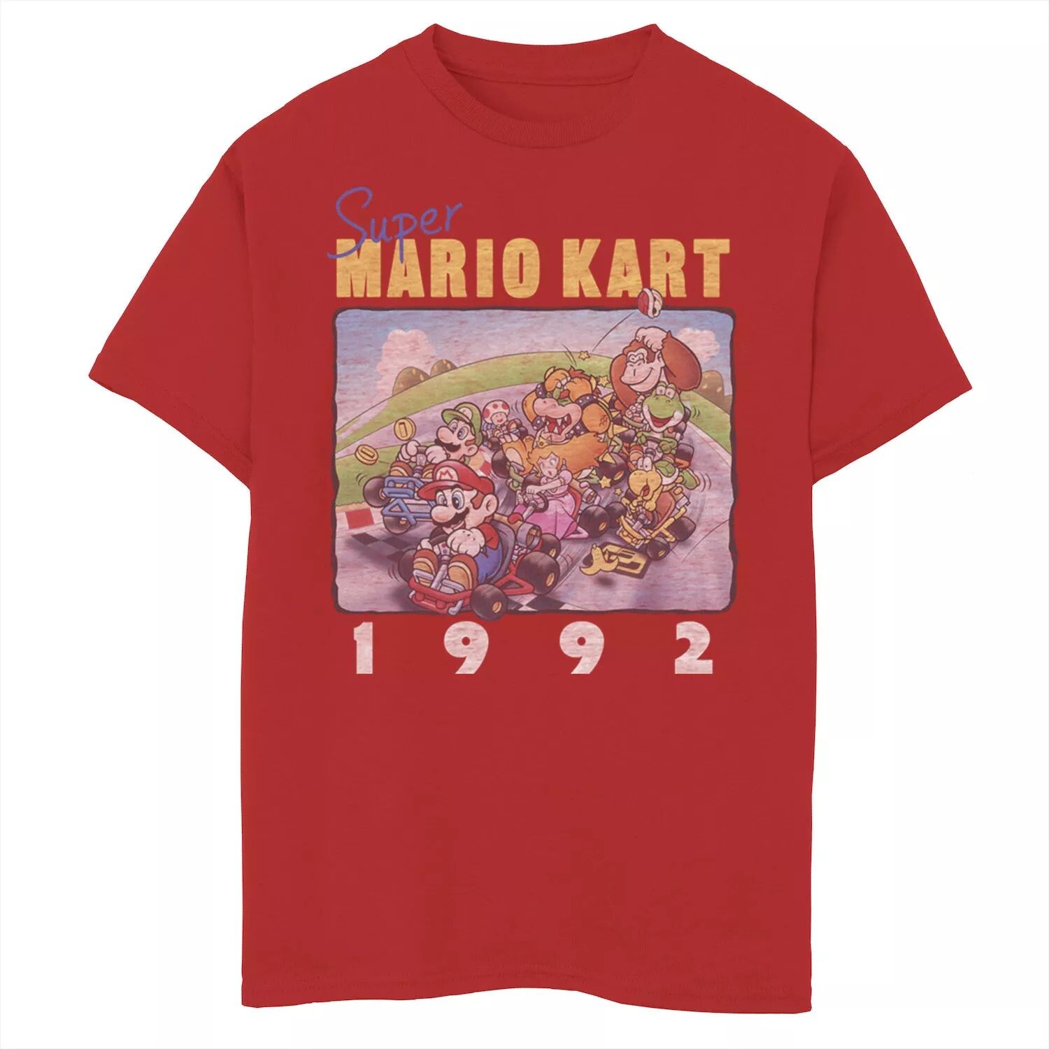 Винтажная футболка с рисунком «гонщики» для мальчиков 8–20 лет, Nintendo Mario Kart, групповая фотография 1992 года Licensed Character
Винтажная футболка с рисунком «гонщики» для мальчиков 8–20 лет, Nintendo Mario Kart, групповая фотография 1992 года Licensed Character