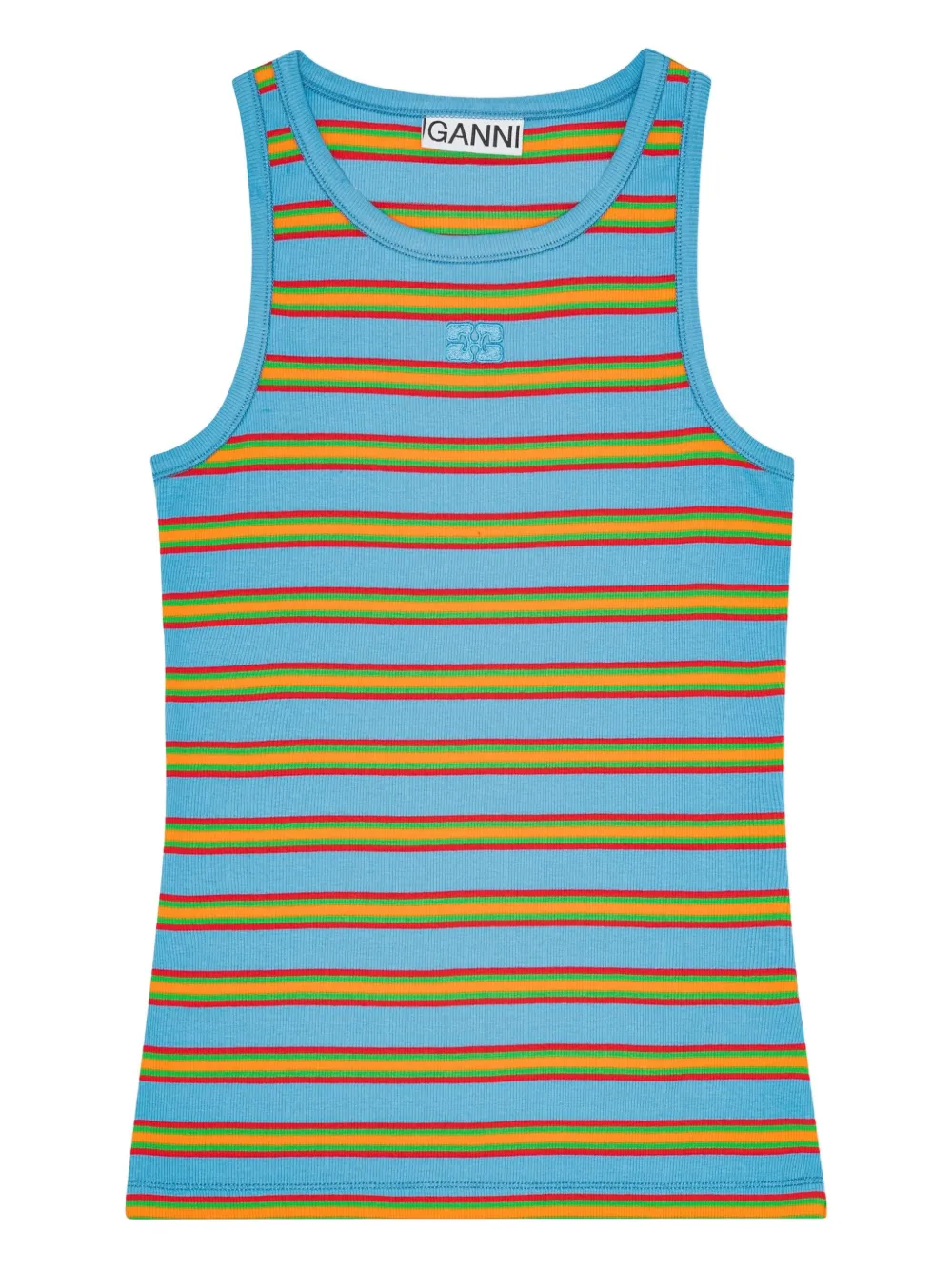 Полосатый топ без рукавов GANNI, синий
Полосатый топ без рукавов GANNI, синий