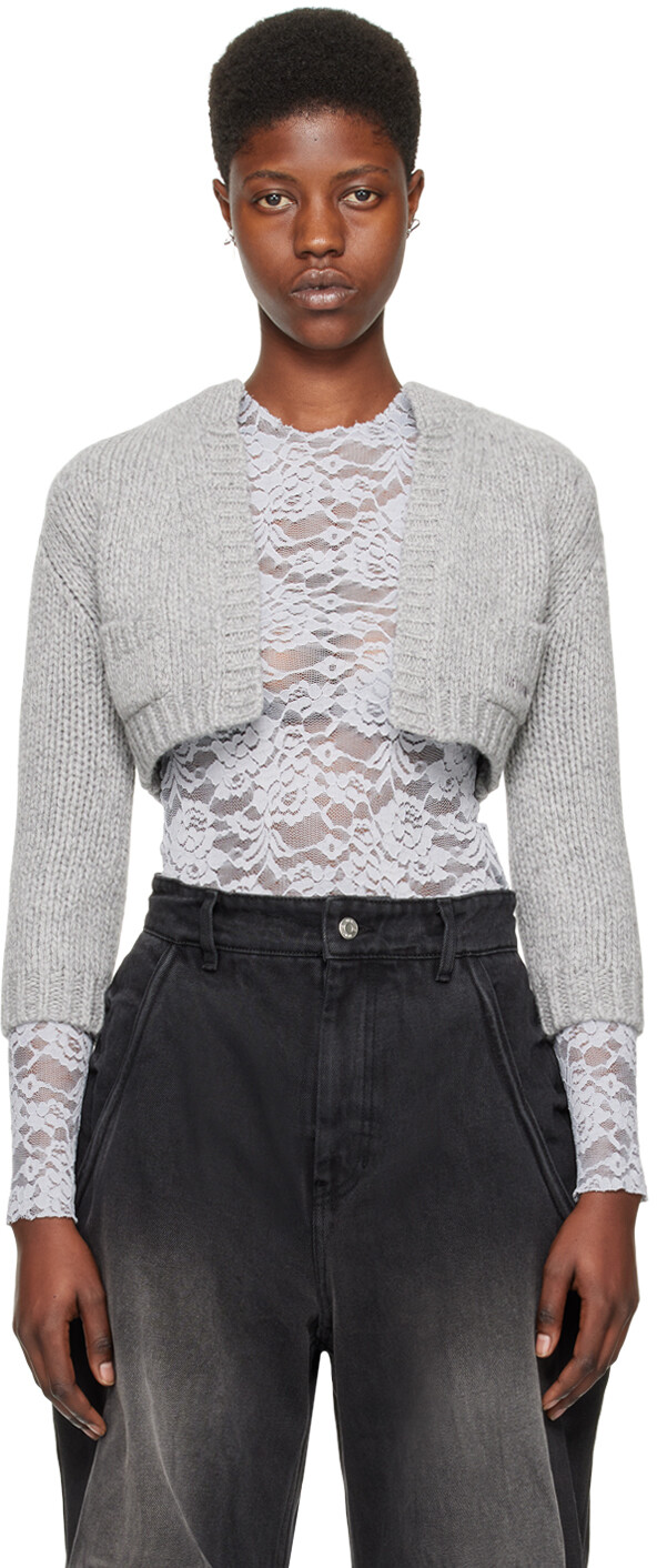 Серый кардиган с накладными карманами We11Done
Серый кардиган с накладными карманами We11Done