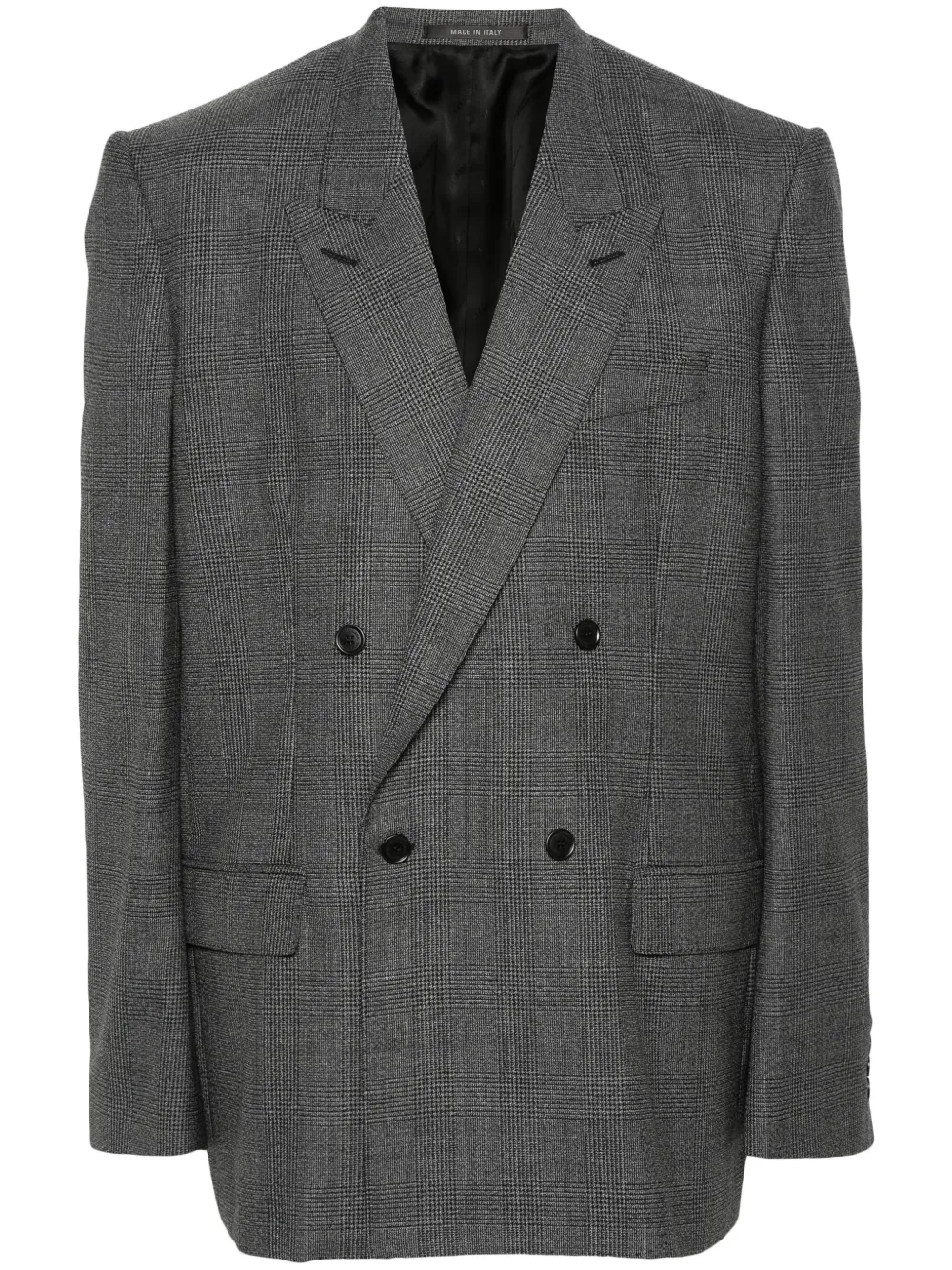 Двубортный пиджак в клетку BALENCIAGA, серый 
Двубортный пиджак в клетку BALENCIAGA, серый