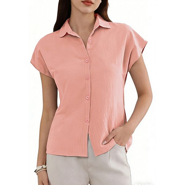 Хлопковая льняная рубашка для женщин с коротким рукавом Inspire Chic, Pink
Хлопковая льняная рубашка для женщин с коротким рукавом Inspire Chic, Pink